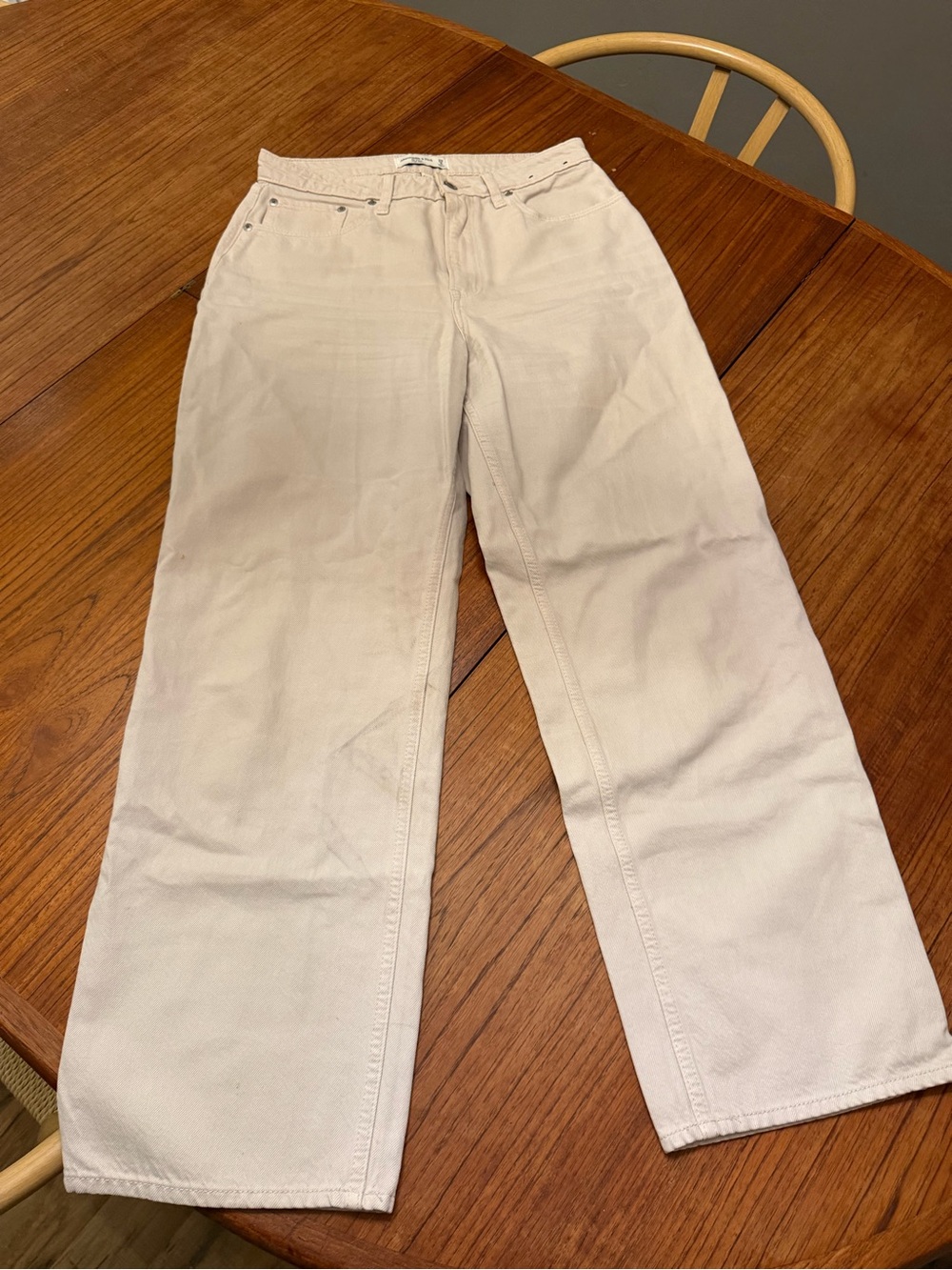 Abercombie Wide-Leg Jeans in Light Beige